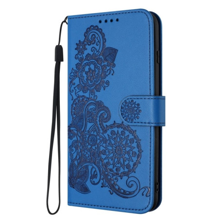 Чохол-книжка Embossed Flower Zipper Leather на Redmi Note 14 Pro+ 5G - синій