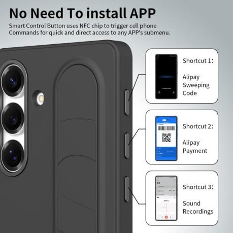 Чехол Escase с ремешком и функциональной кнопкой на Samsung Galaxy S26 черные