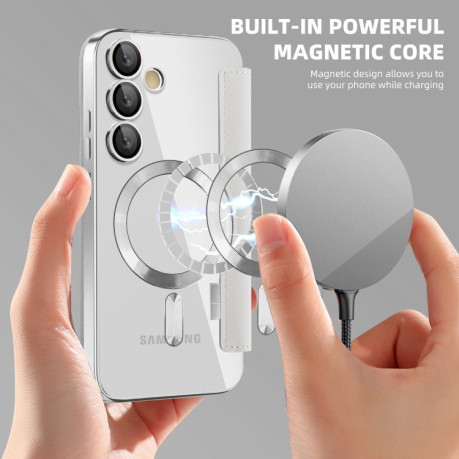 Чехол-книжка Shield MagSafe RFID Anti-theft Leather для Samsung Galaxy S24 FE 5G - серый