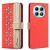 Чохол-книжка Splicing Color Hollow Flower Pattern RFID на Xiaomi Redmi Note 15 4G / 5G /Poco M8  — червоний