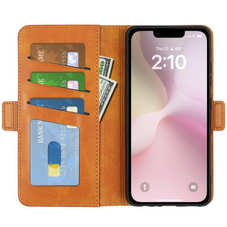 Чехол-книжка Dual-side Magnetic Buckle для iPhone 16e - желтый