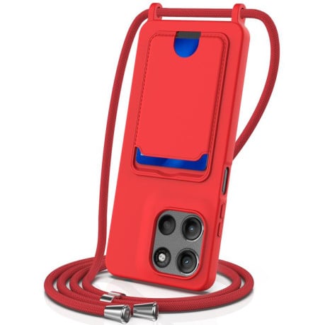 Силіконовий чохол Integrated Card Bag Solid Color Liquid Silicone на Motorola Moto G15/G15 Power 4G - червоний