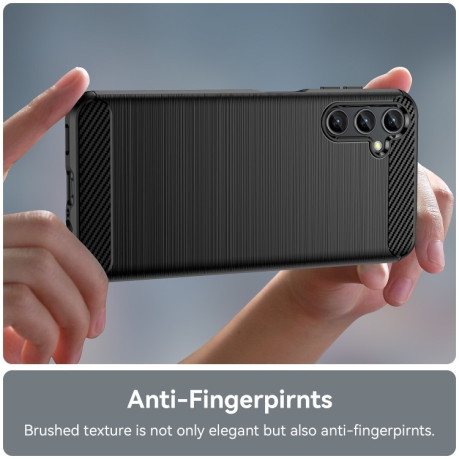 Противоударный чехол Brushed Texture Carbon Fiber на Samsung Galaxy A14 5G - черный