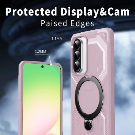 Противоударный чехол Frosted MagSafe Holder для Samsung Galaxy A56 5G - розовый
