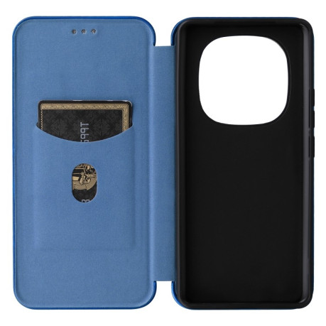 Чехол-книжка Carbon Fiber Texture на Xiaomi Redmi Note 14 Pro 4G Global - синий