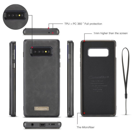 Кожаный чехол- кошелек CaseMe 007 Series Wallet Style Picture Frame со встроенным магнитом на Samsung Galaxy S10 Plus-черный