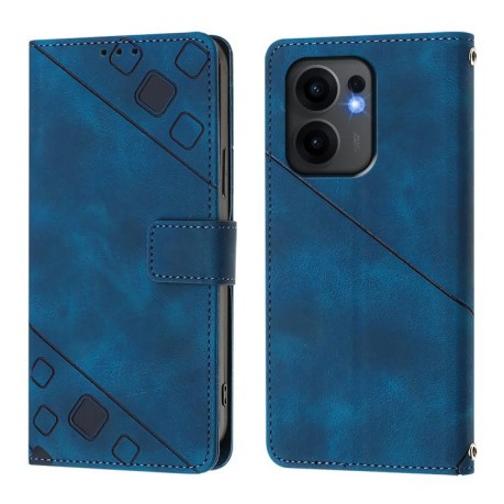 Чохол-книжка Skin-feel Embossed для OPPO Reno13 F/Reno13 FS- синій