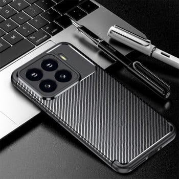 Ударозащитный чехол HMC Carbon Fiber Texture на Xiaomi 15 Pro - черный