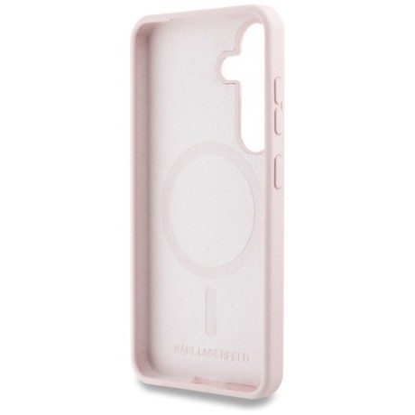 Оригінальний чохол Karl Lagerfeld Silicone Double Heads And Circle MagSafe для Samsung Galaxy S25 Plus - Pink