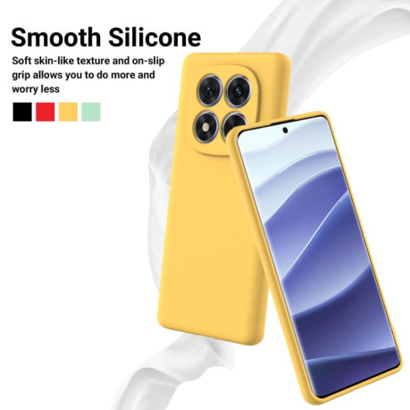 Силиконовый чехол Solid Color Liquid Silicone на Xiaomi Redmi Note 14 Pro 4G - желтый