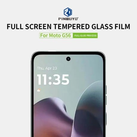 Защитное стекло PINWUYO 9H 3D Full Screen на Motorola Moto G56 - черное