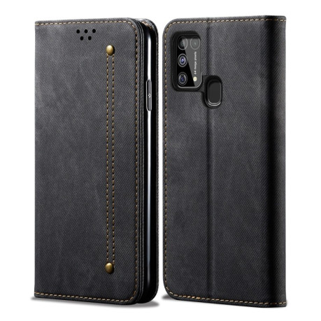 Чехол книжка Denim Texture Casual Style на Samsung Galaxy M31 - черный