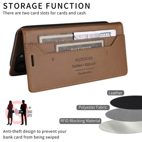 Чохол-книжка GQUTROBE G01 RFID Anti-theft Leather для OPPO Reno12 F/12FS - коричневий