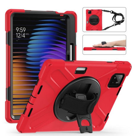 Чехол Rotatable Holder Silicone Hybrid PC для Xiaomi Pad 7 / 7 Pro - красный