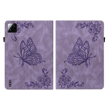 Чехол-книжка Butterfly Flower Embossed Leather на Xiaomi Pad 7 / Pad 7 Pro - фиолетовый