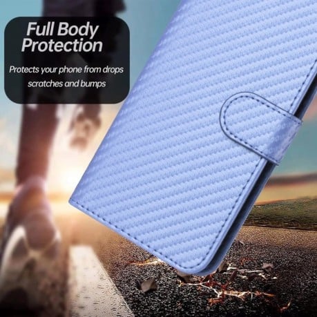 Чохол-книжка Carbon Fiber Texture на Samsung Galaxy M55 - фіолетовий