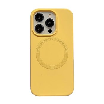 Противоударный чехол Magsafe Magnetic Silicone для iPhone 15 Pro Max - желтый