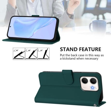 Чехол-книжка с мягким покрытием (Skin Feel) со шнурком на OPPO A5X 4G / 5G Global - зеленый