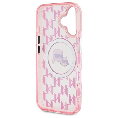 Оригінальний чохол Karl Lagerfeld IML Monogram Karl &amp; Choupette Head MagSafe для iPhone 16 - Pink