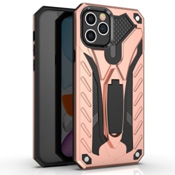 Противоударный чехол Armor Knight Series with Holder на iPhone 12/12 Pro - розовое золото