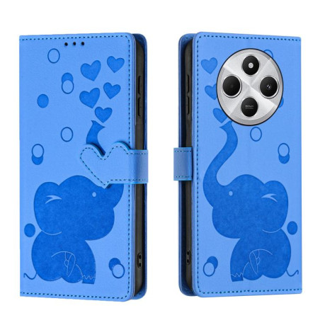 Чехол-книжка Cartoon Elephant Embossed Leather для Xiaomi Redmi A4 5G - синий