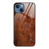 Противоударный чехол Wood Grain Glass на  iPhone 14 Plus - темно-коричневый