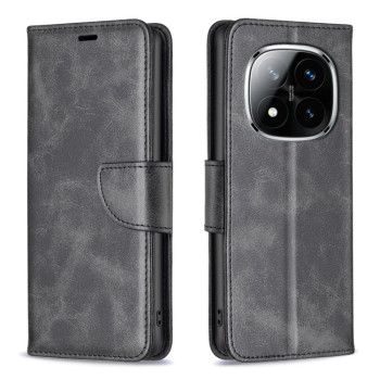 Чехол-книжка Lambskin Texture Pure Color для Xiaomi Redmi Note 14 Pro 5G / Note 14 Pro+ 5G - черный