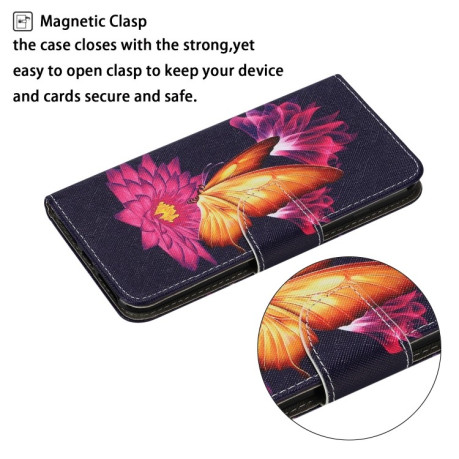 Чехол-книжка Coloured Drawing Pattern для Samsung Galaxy M32/A22 4G - Big Golden Butterfly