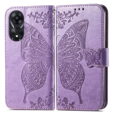 Чехол-книжка Butterfly Love Flower Embossed для OPPO A58 4G - Lavender
