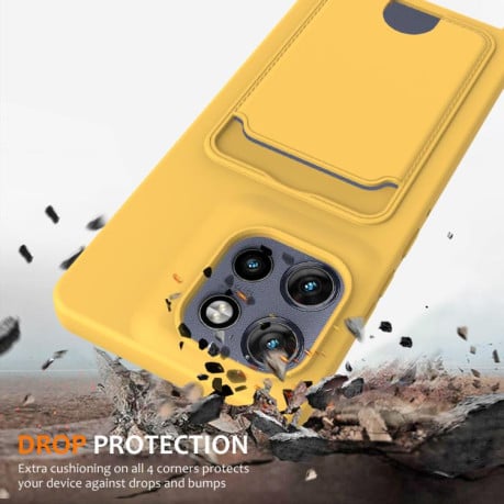 Силиконовый чехол Integrated Card Bag Solid Color Liquid Silicone на Motorola Edge 50 Neo / 60 Neo — жёлтый