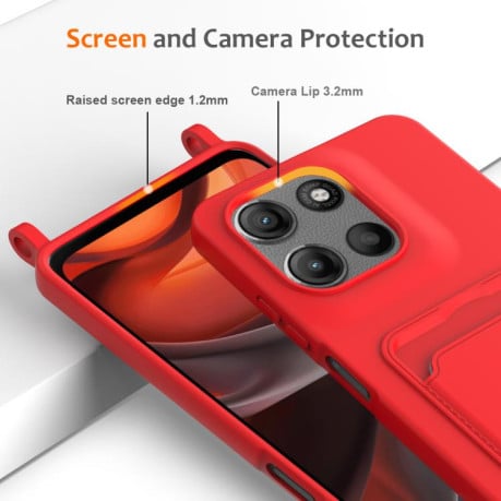 Силіконовий чохол Integrated Card Bag Solid Color Liquid Silicone на Motorola Moto G15/G15 Power 4G - червоний
