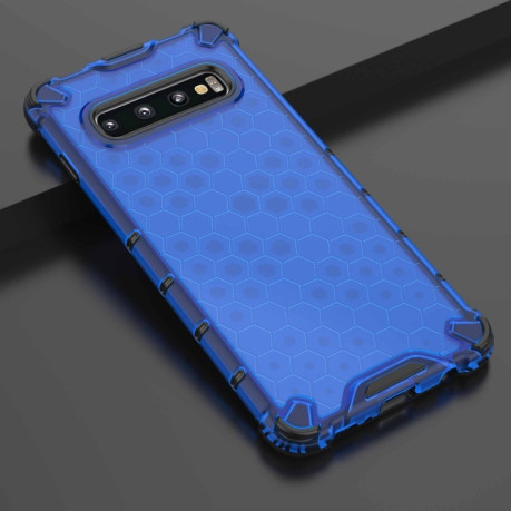Противоударный чехол Honeycomb на Samsung Galaxy S10 - синий