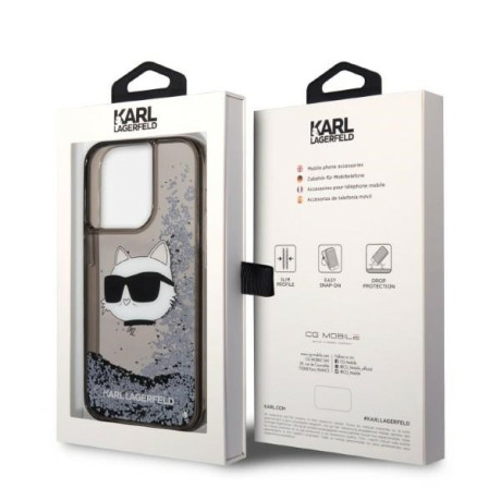 Оригинальный чехол Karl Lagerfeld Glitter Choupette Head для iPhone 14 Pro Max - black