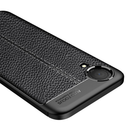 Противоударный чехол Litchi Texture на  Samsung Galaxy A03 Core - черный