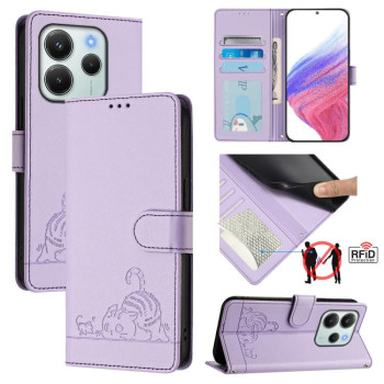 Чохол-книжка Cat Embossing Pattern на Xiaomi Redmi Note 14 4G 164.84mm - фіолетовий
