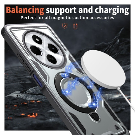Противоударный чехол MagSafe Holder Armor PC Hybrid для Xiaomi Redmi 14C 5G - серый