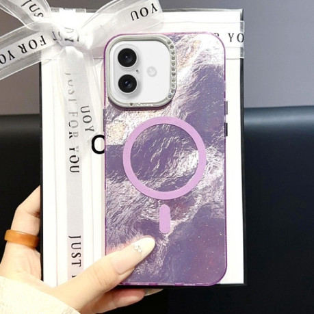 Чехол Tinfoil Texture MagSafe PC для iPhone 16 - фиолетовый