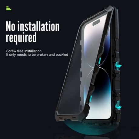 Противоударный металлический чехол R-JUST Dustproof на iPhone 14 Pro - серебристый