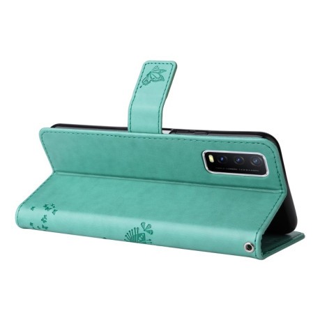 Чехол-книжка Cat Embossing Pattern на Vivo Y11s/Y12A/Y12s/Y20/Y20A/Y20s/Y20G/Y20SG - зеленый