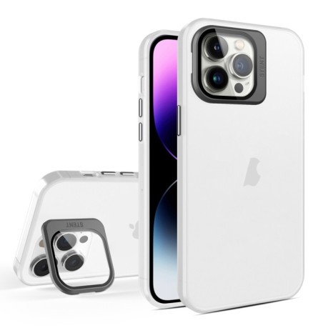 Противоударный чехол Skin Feel Lens Holder Translucent для iPhone 15 Pro Max - белый