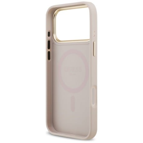 Оригинальный чехол Guess Grained Strass Logo с MagSafe на iPhone 17 Pro Max - pink