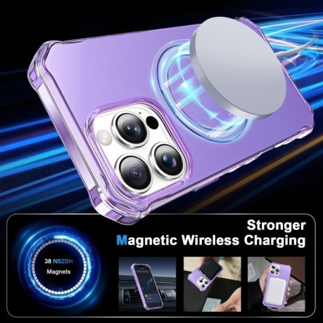 Протиударний чохол Solid Color Wave MagSafe Holder для iPhone 16 Pro - фіолетовий