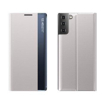 Чехол-книжка Clear View Standing Cover на Samsung Galaxy S21 - серебристый