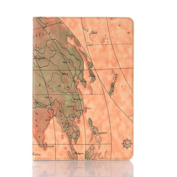 Кожаный чехол-книжка Map Texture на  iPad 9/8/7 10.2 (2019/2020/2021) / 10.5  - желтый
