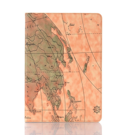 Шкіряний чохол-книжка Map Texture на iPad 9/8/7 10.2 (2019/2020/2021) / 10.5 - жовтий