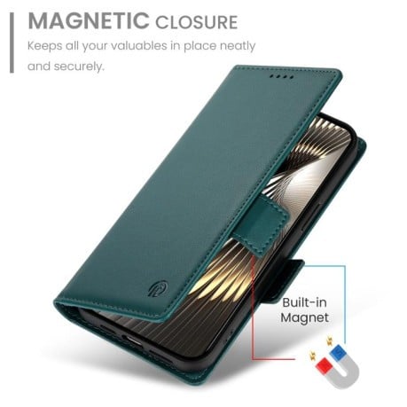 Чехол-книжка Side Buckle Magnetic Frosted Leather для Xiaomi Poco F7 - зеленый