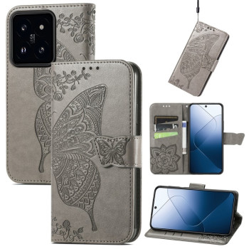 Чехол-книжка Butterfly Love Flower Embossed для Xiaomi 14 - серый
