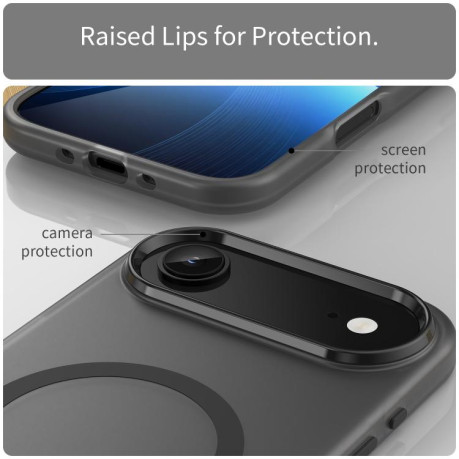 Противоударный чехол MagSafe Frosted Translucent TPU + PC для iPhone Air - черный