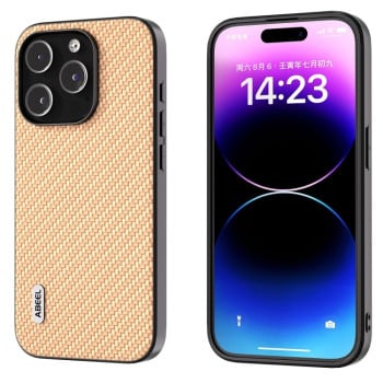 Ударозащитный чехол ABEEL Carbon Fiber на iPhone 15 Pro - желтый