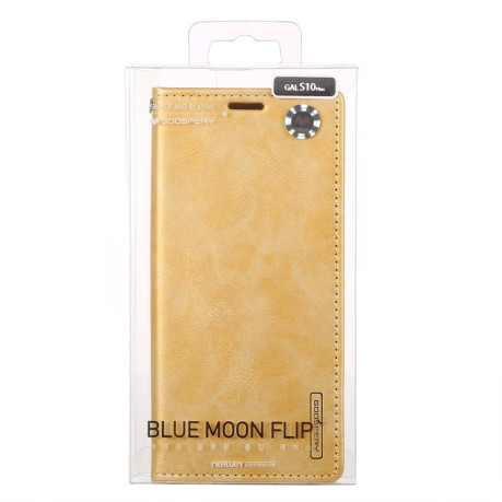 Чехол-книжка MERCURY GOOSPERY BLUE MOON на Samsung Galaxy S10+/G975-золотой